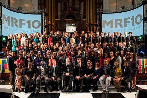 Wide angle photo of the whole Mandela Rhodes family at the 10 year reunion event