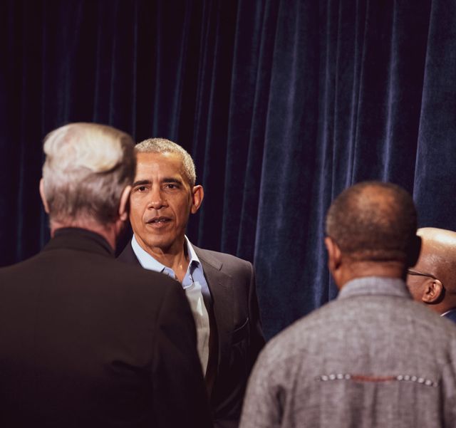 Founding Executive Director Shaun Johnson and Chairman Professor Njabulo Ndebele greeting President Obama