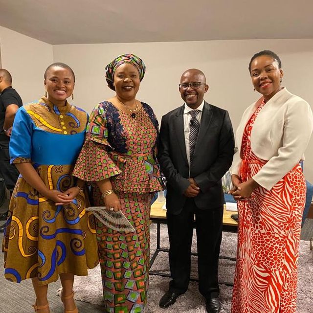 Backstage at the City Hall. MRF CEO Judy Sikuza, keynote speaker Leymah Gbowee, NMF CEO Sello Hatang and NMF trustee Nikiwe Bikitsha