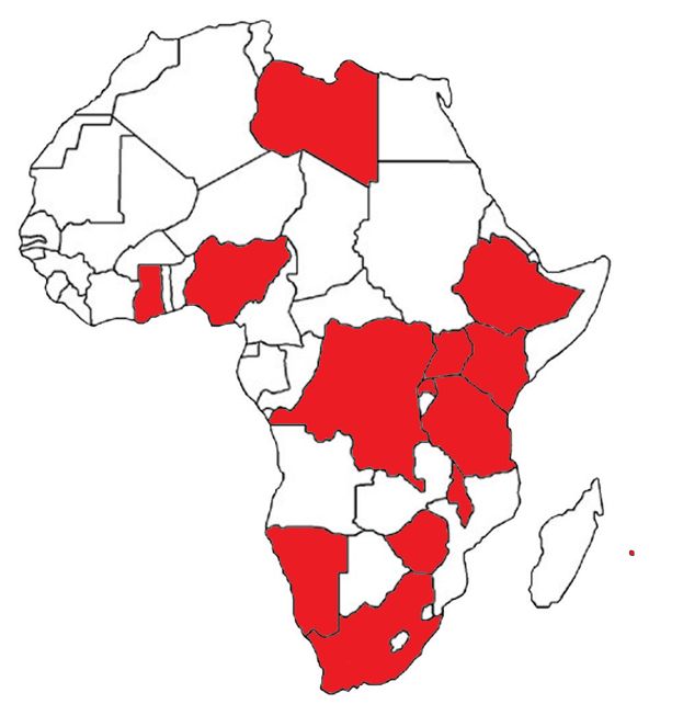 Figure 2: African countries participating in UCT-Africa Virtual ENT