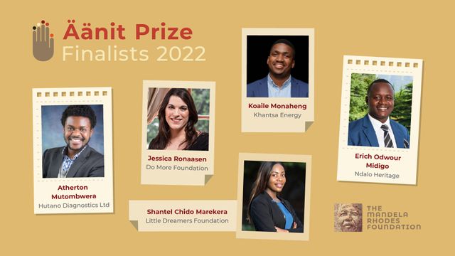 Äänit Prize finalists 2022: Hutano Diagnostics Ltd, Do More Foundation, Khantsa Energy, Little Dreamers Foundation, and Ndalo Heritage